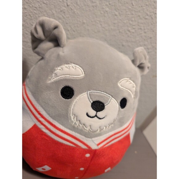 Squishmallows Tedrick Grey Dog 7” Red Varsity Jacket Plush Stuffed Animal HTF - Picture 9 of 9